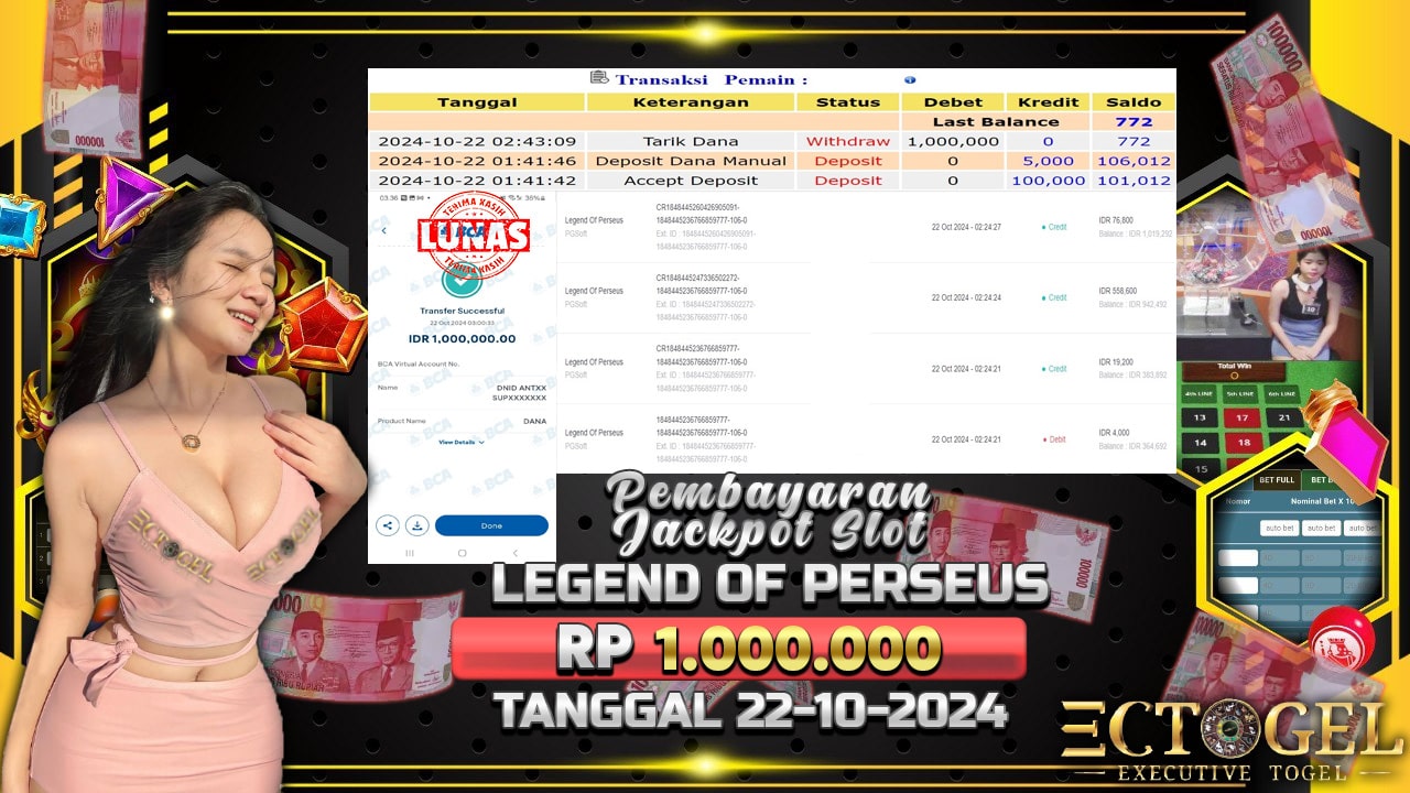 BUKTI JACKPOT SLOT LEGEND OF PERSEUS TERPERCAYA DI INDONESIA TGL 22-10-2024