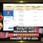 BUKTI JACKPOT SLOT MAHJONG WAYS TERPERCAYA DI INDONESIA TGL 06-10-2024