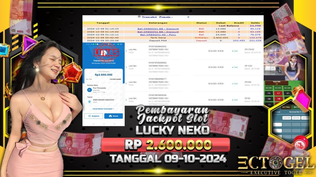 BUKTI JACKPOT SLOT LUCKY NEKO TERPERCAYA DI INDONESIA TGL 09-10-2024