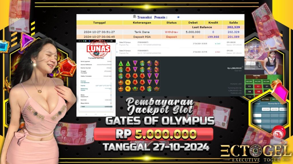 BUKTI JACKPOT SLOT GATES OF OLYMPUS TERPERCAYA DI INDONESIA TGL 27-10-2024