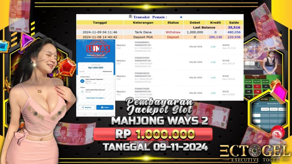 BUKTI JACKPOT SLOT MAHJONG WAYS 2 TERPERCAYA DI INDONESIA TGL 09-11-2024