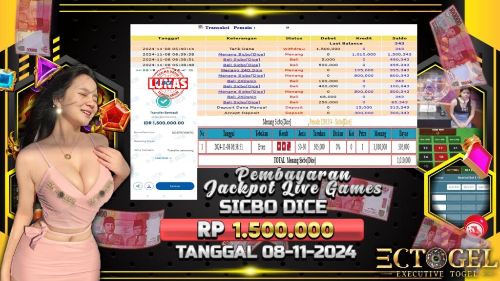 BUKTI JACKPOT SICBO DICE TERPERCAYA DI INDONESIA TGL 08-11-2024