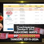 BUKTI JACKPOT SLOT MAHJONG WAYS TERPERCAYA DI INDONESIA TGL 03-11-2024